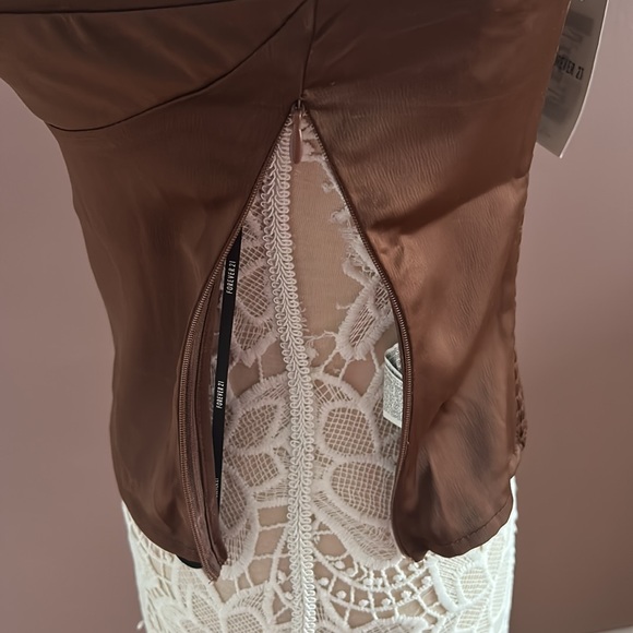 F21 Brown Satin Cut Out Tank Top - Picture 7 of 7